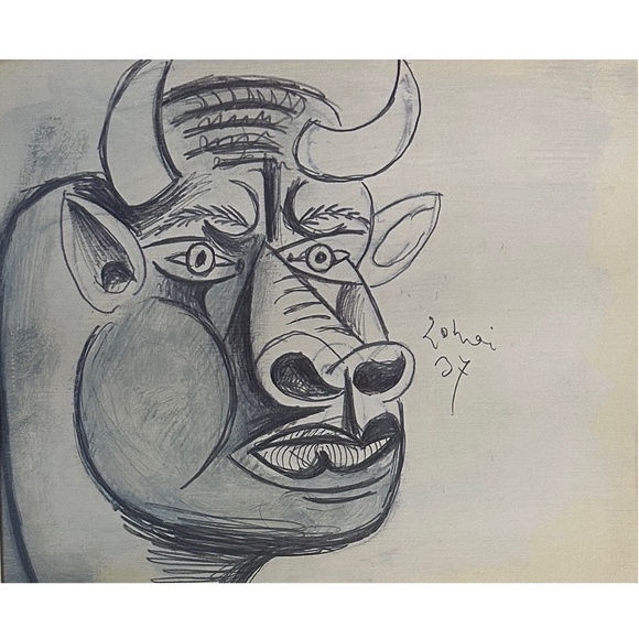 Two Picasso Prints Composition Studies for Guernica Matted 16x24" - Picture 3 of 6